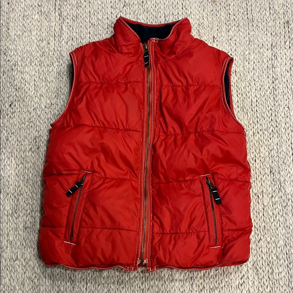 Red Puffer Youth Vest with Zipper Pockets Mini Biden